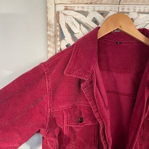 Magenta Corduroy Oversized Jacket